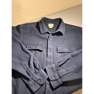 L. L. Bean Chamois Shirt Navy Flannel Button-Up Shirt Cotton Men's 2XLT